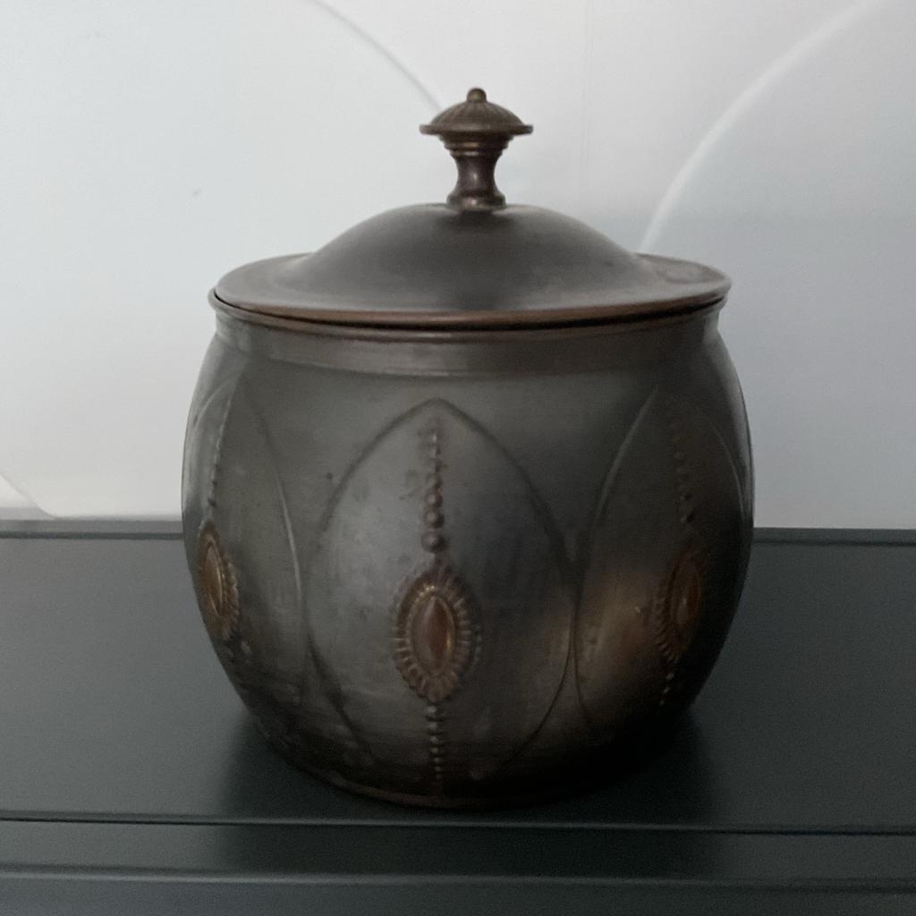 Antieke koperen pot met deksel - Decoratief item, Ophalen of Verzenden