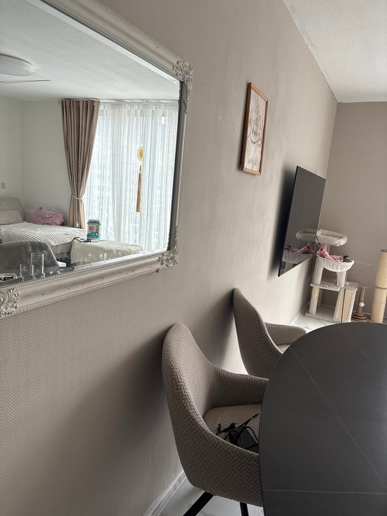 Grote spiegel met sierlijke lijst, Huis en Inrichting, Woonaccessoires | Spiegels, Ophalen, Zo goed als nieuw, 75 tot 100 cm, 150 tot 200 cm