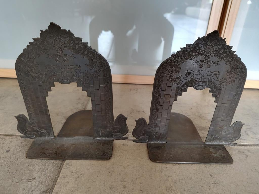 Antieke Indonesische Boekensteunen (1920-1950) - Set van 2, Ophalen of Verzenden