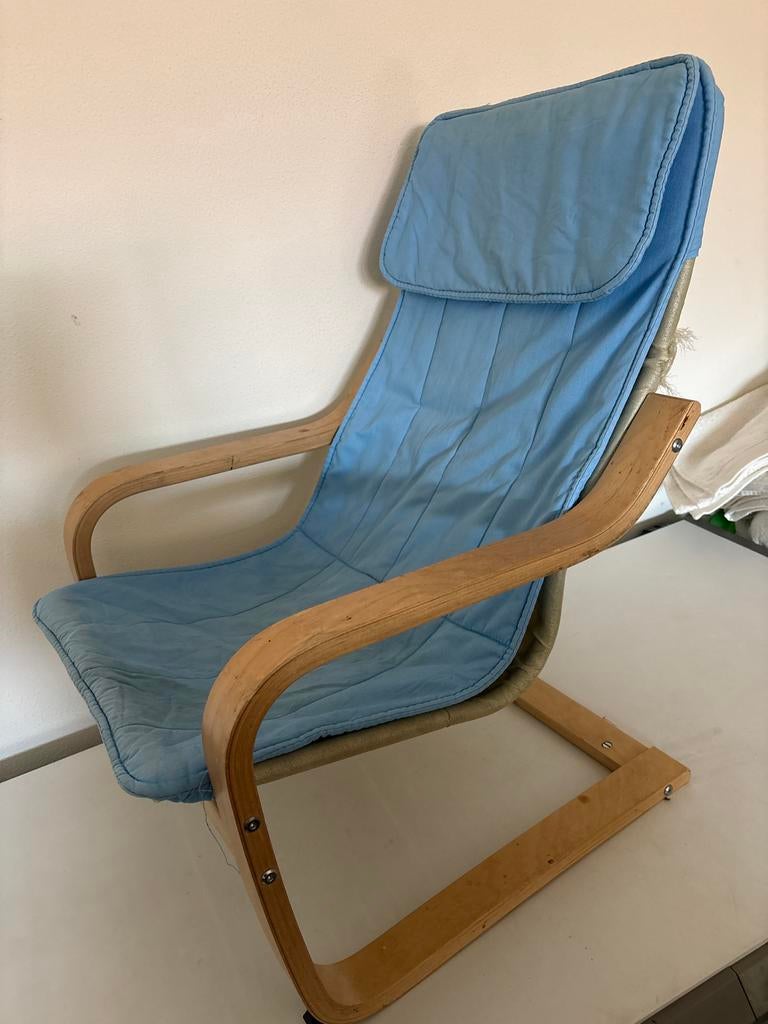 IKEA Poäng kinderstoel met blauwe bekleding, Ophalen, Gebruikt, Overige typen