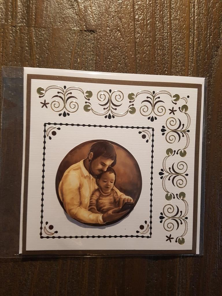 Kaartje hobbydots Vaderdag kind op schoot, Ophalen of Verzenden, Nieuw