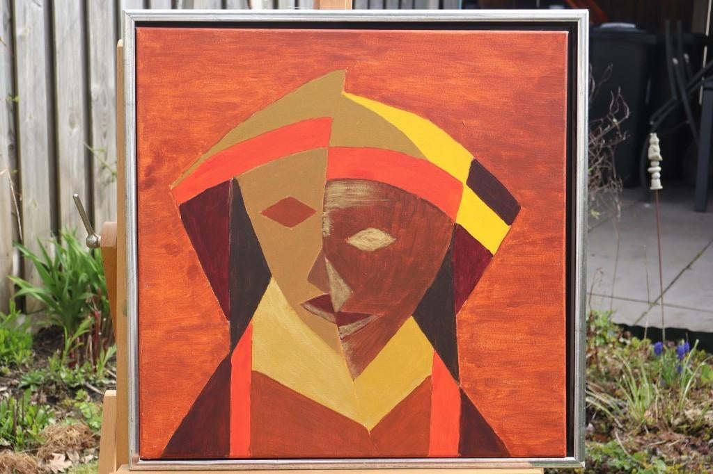 Acryl abstract gezicht, Ophalen