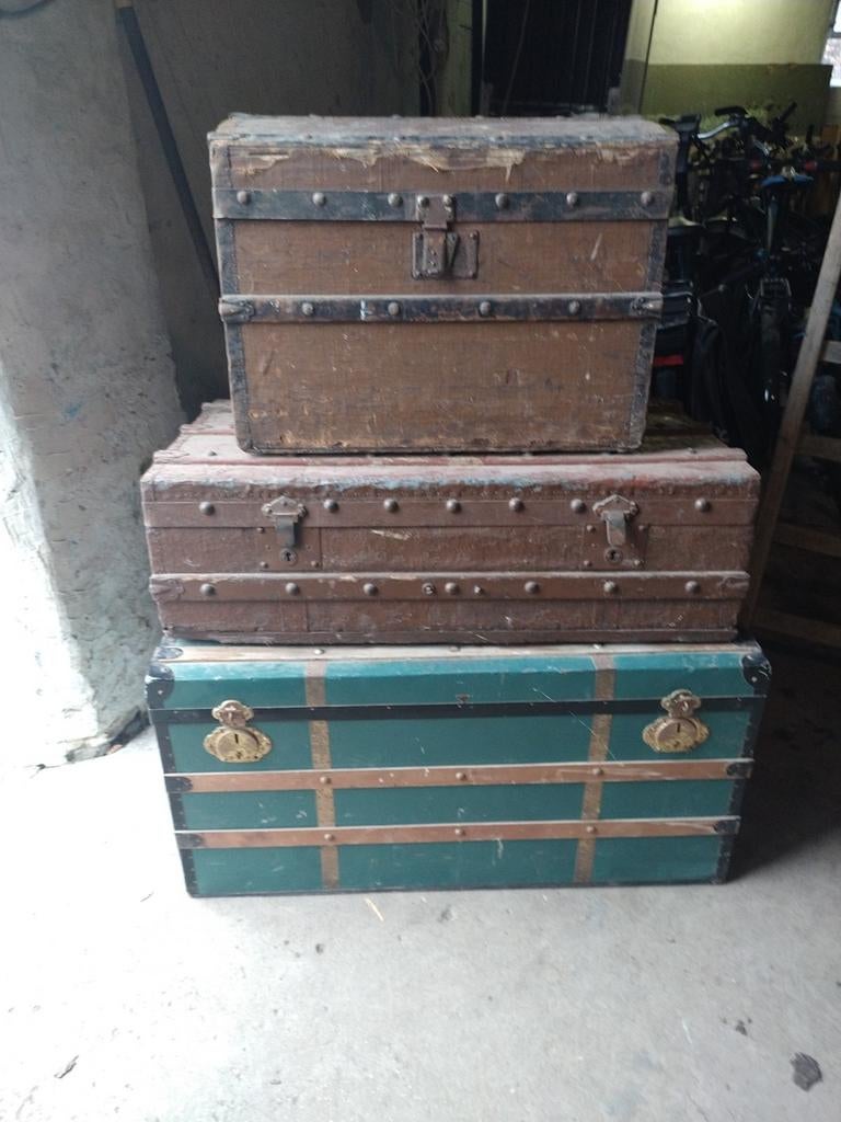 3 Vintage Hutkoffers - Decoratief & Functioneel, Huis en Inrichting, Woonaccessoires | Kisten, Ophalen, Gebruikt, 50 tot 100 cm