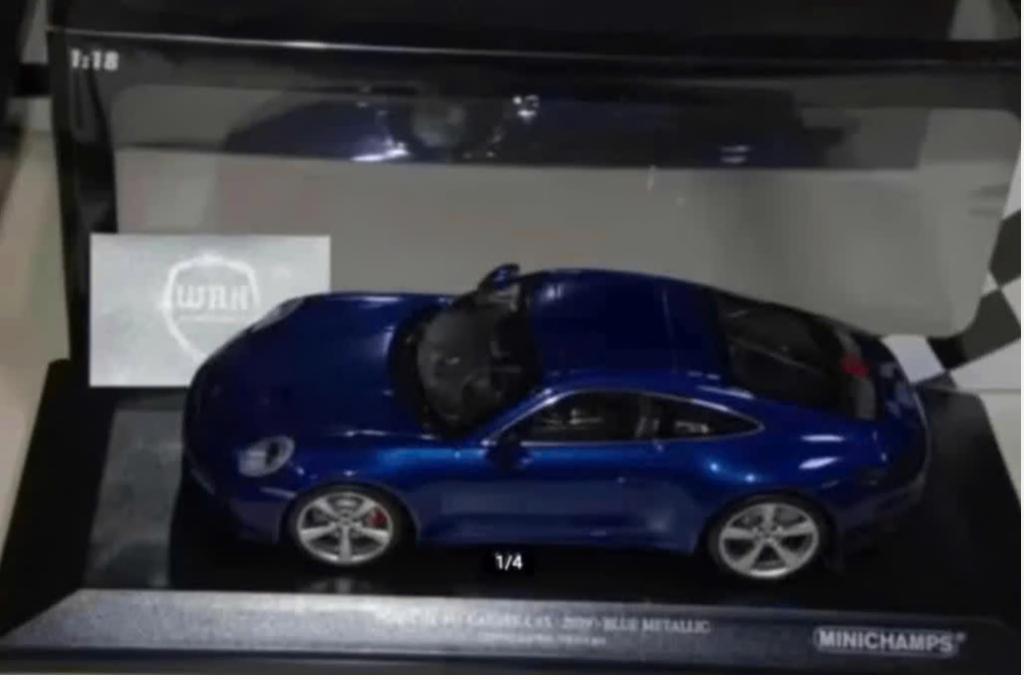 1:18 PORSCHE 911 CARRERA 4S COUPE 2019 blue Minichamps WRH, Hobby en Vrije tijd, Modelauto's | 1:18, Verzenden, Zo goed als nieuw