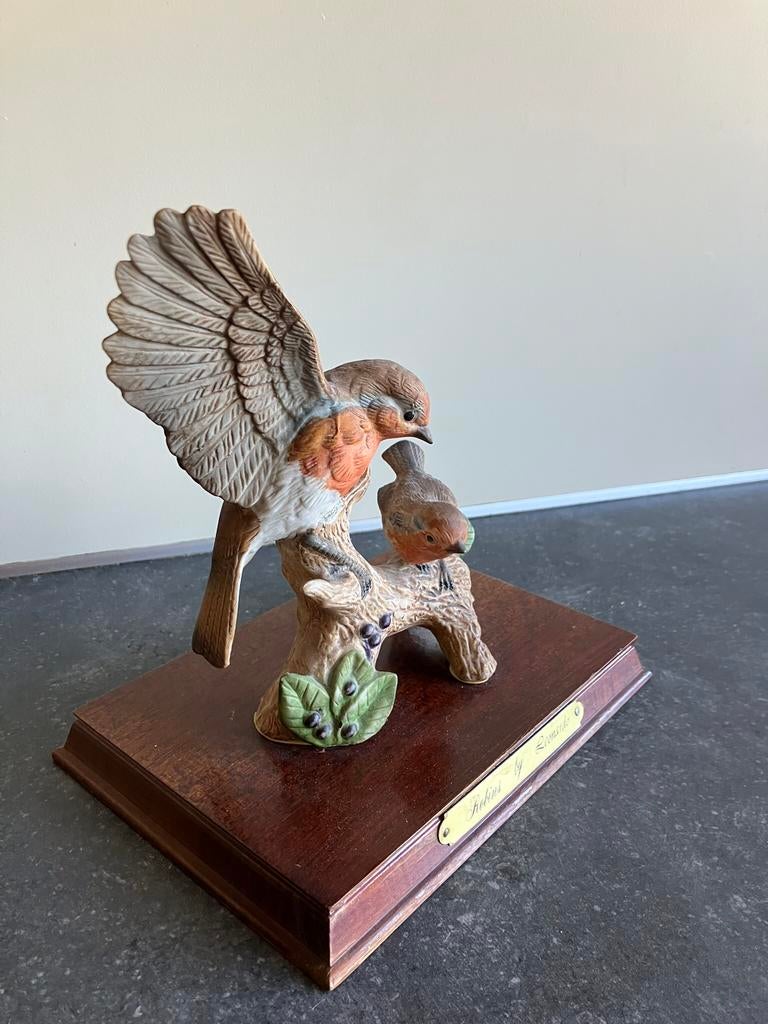 Roodborstjes op tak, Verzamelen, Beelden en Beeldjes, Ophalen, Gebruikt, Dier