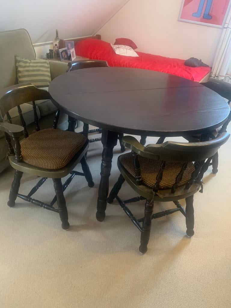 Ronde tafel met stoelen, Ophalen, Zo goed als nieuw, Rond, 100 tot 150 cm