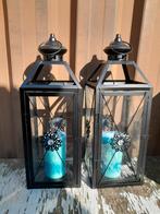 2x zwarte windlichten, Ophalen, 25 tot 50 cm, Zwart, Zo goed als nieuw