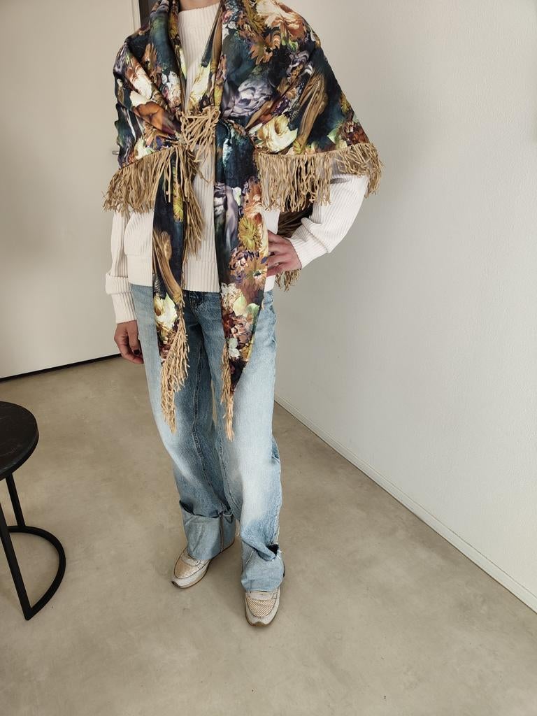 Chique franje omslagdoek, Kleding | Dames, Mutsen, Sjaals en Handschoenen, --, Ophalen of Verzenden, Nieuw