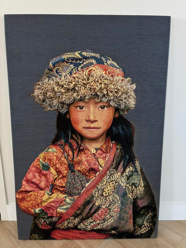 geweven wandpaneel Tibetan child 80 x 120, Ophalen, Oorspronkelijke maker, Zo goed als nieuw, Schilderij