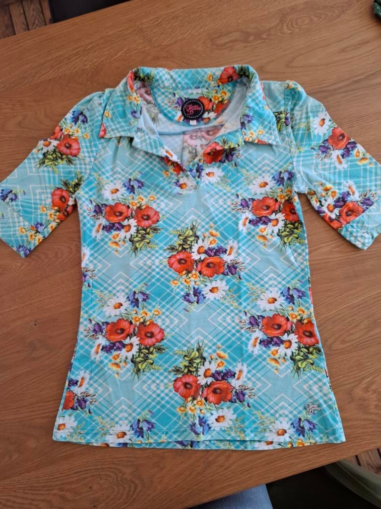 Tante Betsy shirt met bloemenprint, Tante Betsy, Blauw, Zo goed als nieuw, Korte mouw