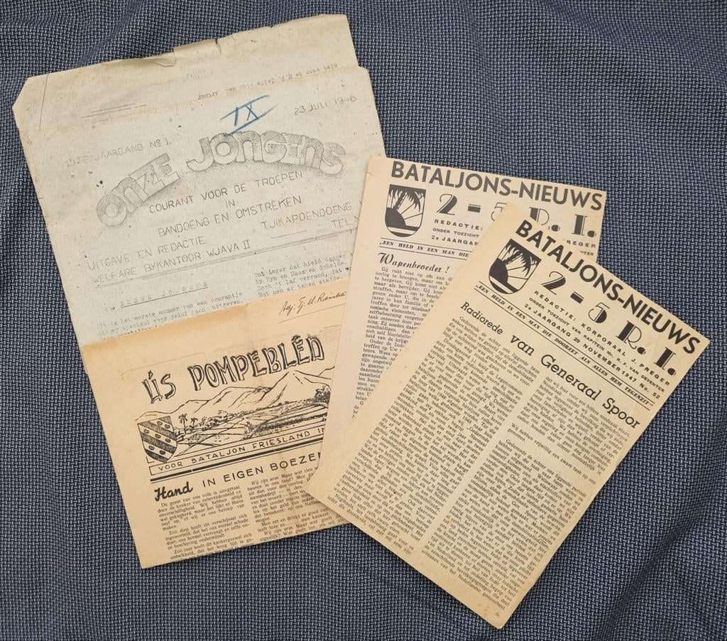 Ned.-Indië, vier bataljons krantjes, Verzamelen, Verzenden, Landmacht, Nederland, Boek of Tijdschrift