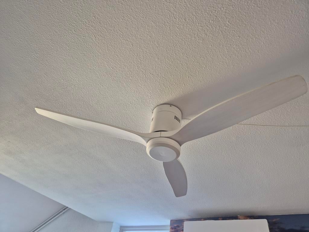 Plafondventilator Create met houten bladen, Witgoed en Apparatuur, Ventilatoren, Ophalen, Ventilator met afstandsbediening, Zo goed als nieuw