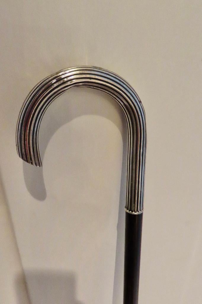 Teakhouten wandelstok zilveren handvat - gemerkt - 92.5 cm, Ophalen of Verzenden, Zo goed als nieuw