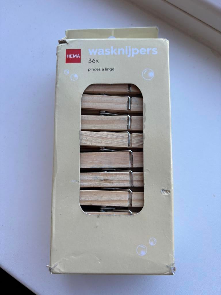Wasknijpers 36x, Nieuw, Bruin, Knutselmateriaal, Hout