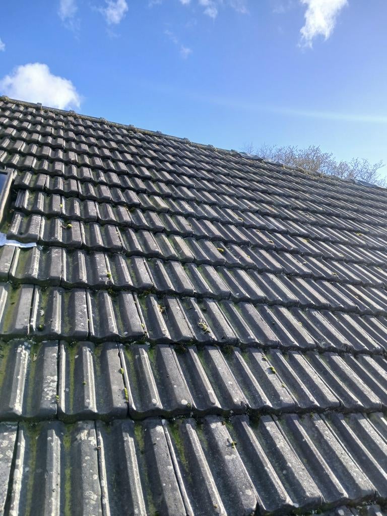 Vlakke mulden pan blauw / zwart, Doe-het-zelf en Verbouw, Dakpannen en Dakbedekking, Ophalen, Gebruikt, Steen of Klei, Blauw