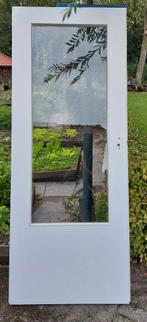 Witte opdekdeur met glas, rechtsdraaiend, Doe-het-zelf en Verbouw, Deuren en Horren, Ophalen, Gebruikt, Minder dan 80 cm, Binnendeur