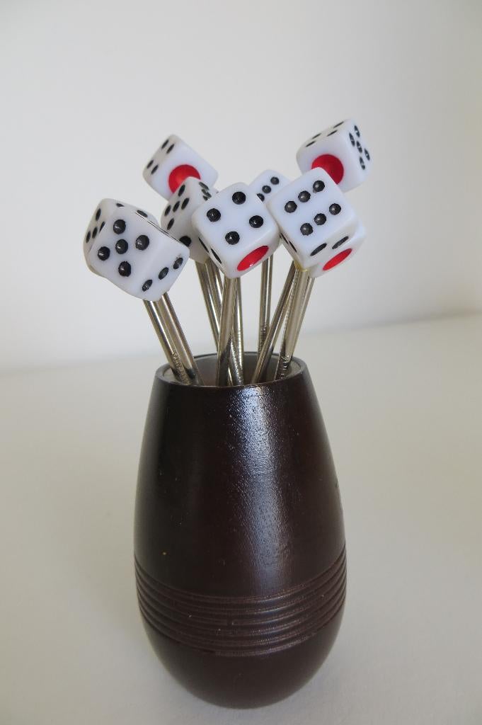 Vintage cocktailvorkjes met dobbelsteen, chic fork ideal., Verzamelen, Retro, Ophalen of Verzenden, Overige typen