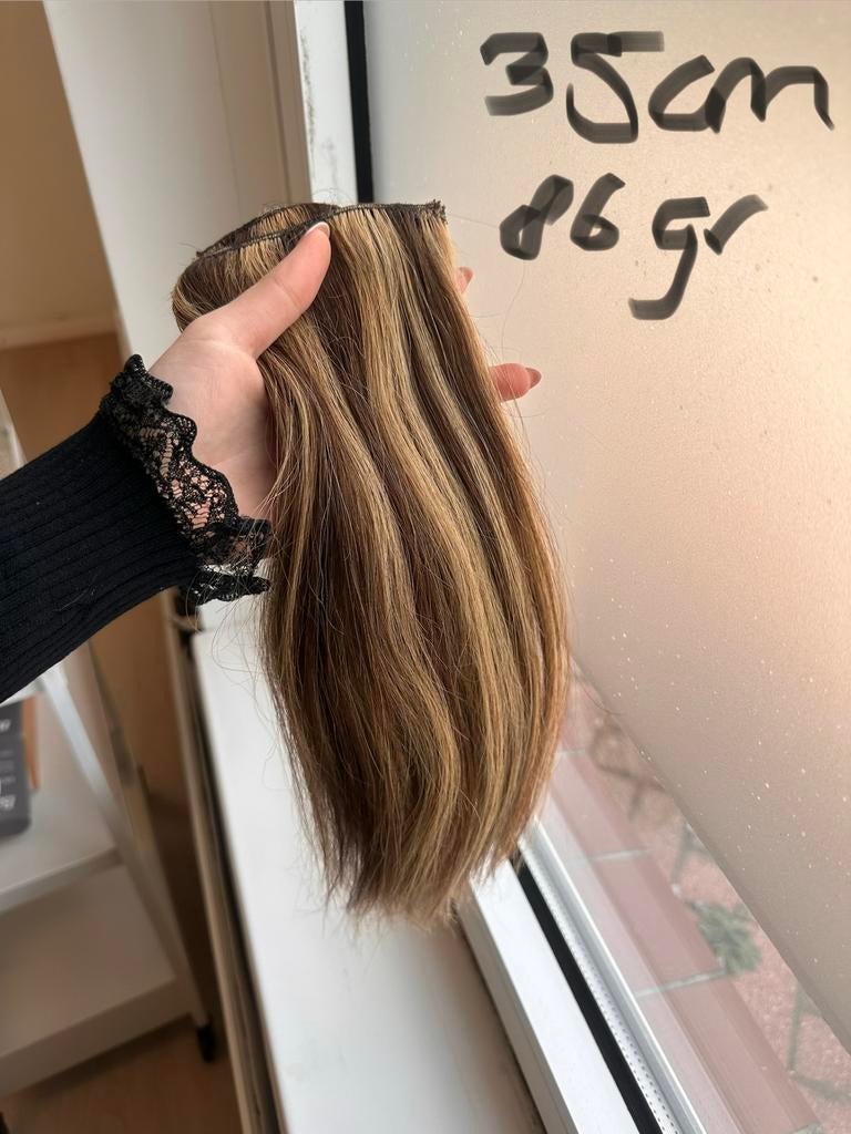 Haarextensions bruin weft extensions, Ophalen of Verzenden, Zo goed als nieuw, Pruik of Haarverlenging