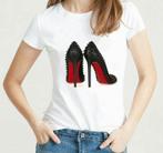 Nieuw T-shirt met hakken print - Maat M, Maat 38/40 (M), Wit, Nieuw, Ophalen of Verzenden