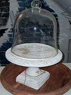 Brocant houten taartplateau met stolp, Ophalen of Verzenden