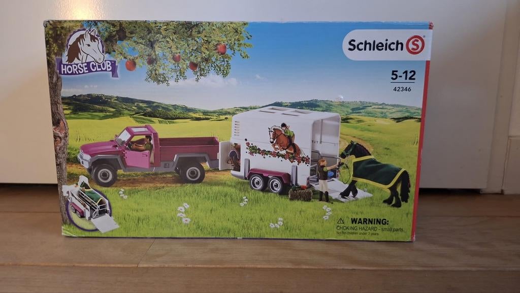 Schleich paardentrailer met accessoires, Ophalen of Verzenden, Zo goed als nieuw, Paard, Beeldje of Figuurtje