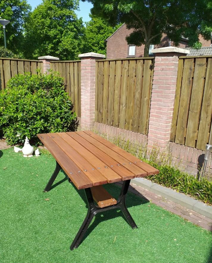 Mooie zware vintage tuintafel, Ophalen, Gebruikt, Rechthoekig, Hout