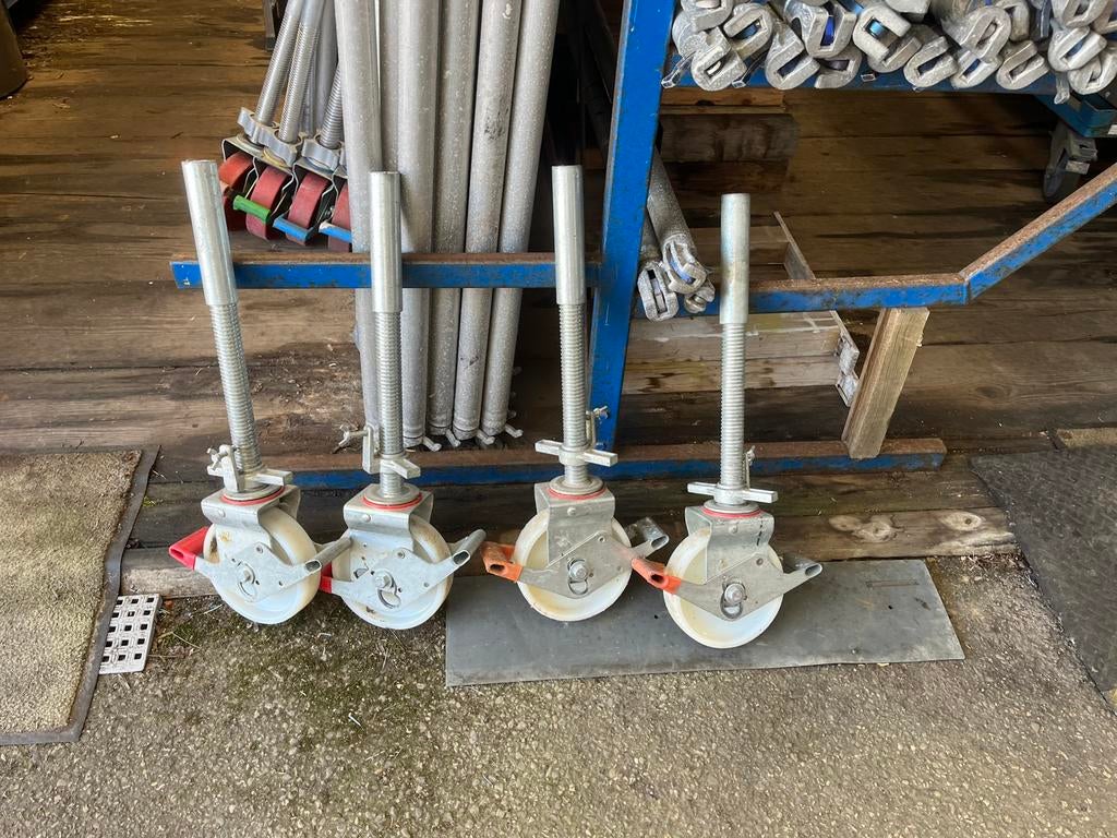 2x set Steigerwiel Nylon +  spindel - ø200mm onverwoestbaar!, Ophalen, Info@izi-hoogwerkerhuren.nl, Wiel 12, Zo goed als nieuw