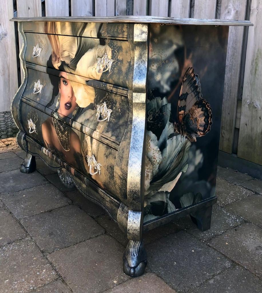 Prachtig Gerestylde Ladekast met 3 Lades, Antiek en Kunst, Ophalen of Verzenden