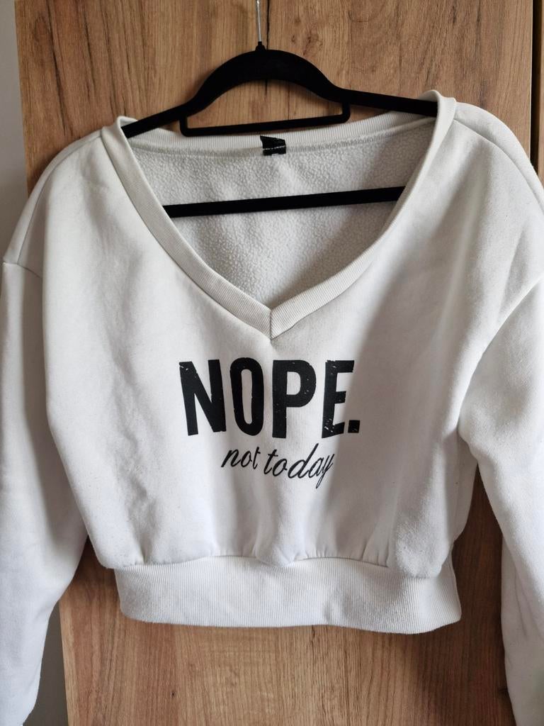 Shein Crop Top "Nope. Not Today." Maat M, Maat 38/40 (M), Wit, Ophalen of Verzenden, Zo goed als nieuw