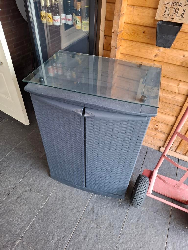 Kast met glasplaat, Tuin en Terras, Ophalen of Verzenden, Kunststof, Overige typen