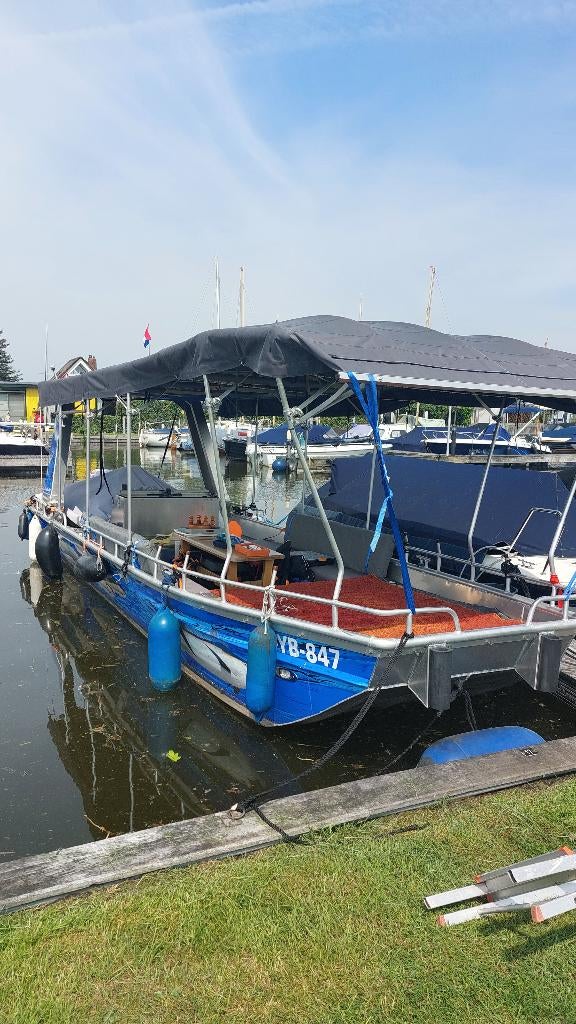 Boot Platbodem Aluminium 12 persoons, Watersport en Boten, Motorboten en Motorjachten, Ophalen, Gebruikt, 50 pk of meer, Aluminium