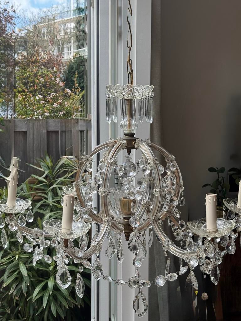 Antieke Franse kristallen Kroonluchter - 7 lichtpunten, Huis en Inrichting, Lampen | Kroonluchters, Ophalen, Gebruikt, Antiek