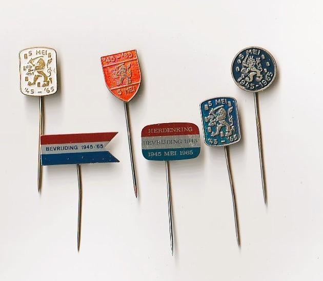 6 verschillende bevrijdings speldjes zie verder...., Ophalen of Verzenden, Gebruikt, Overige onderwerpen, Speldje of Pin