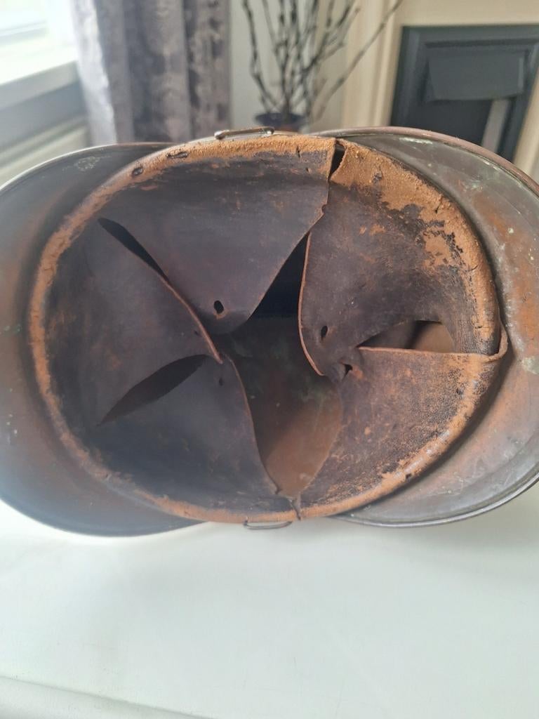 Antieke Duitse Brandweerhelm - Messing, Ophalen of Verzenden