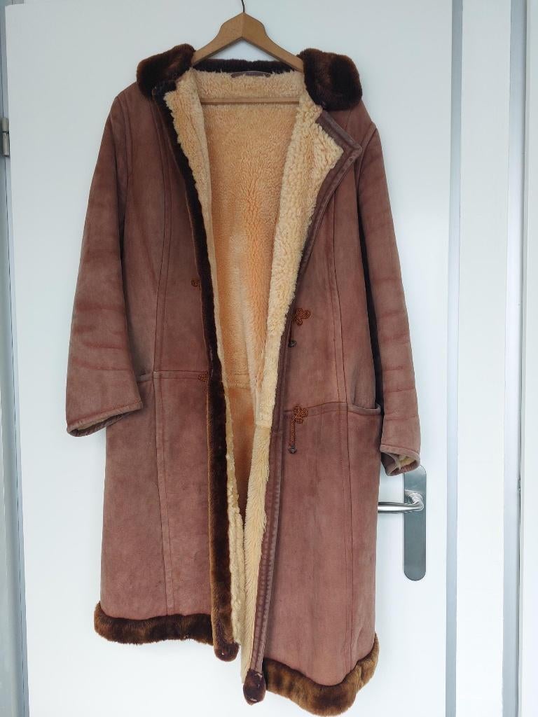 Vinted lange suede warme jas. maat 40/ 42, Ophalen, Gedragen, Maat 42/44 (L), Bruin