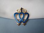Broche dubbel hart blauw quilloche emaille, Verzenden, Zo goed als nieuw, Blauw, Overige materialen