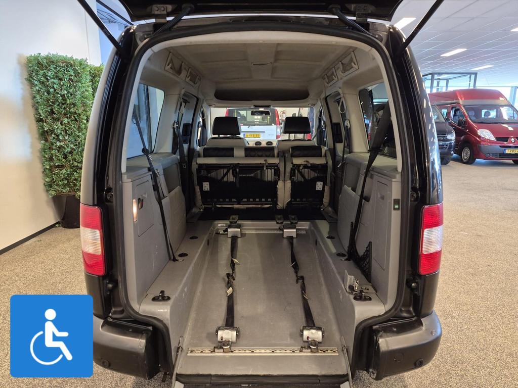 Volkswagen Caddy Maxi Rolstoelauto 5+1, Gebruikt, Zwart, Handgeschakeld, Grijs