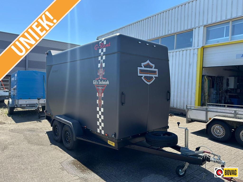 REBEL POLY GESLOTEN AANHANGWAGEN HARLEY KLEUR*TOP STAAT*, Auto diversen, Aanhangers en Bagagewagens, Gebruikt