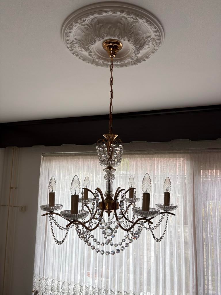Kroonluchter Queen Ann style, Huis en Inrichting, Lampen | Kroonluchters, Ophalen, Zo goed als nieuw, Glas, Klassiek