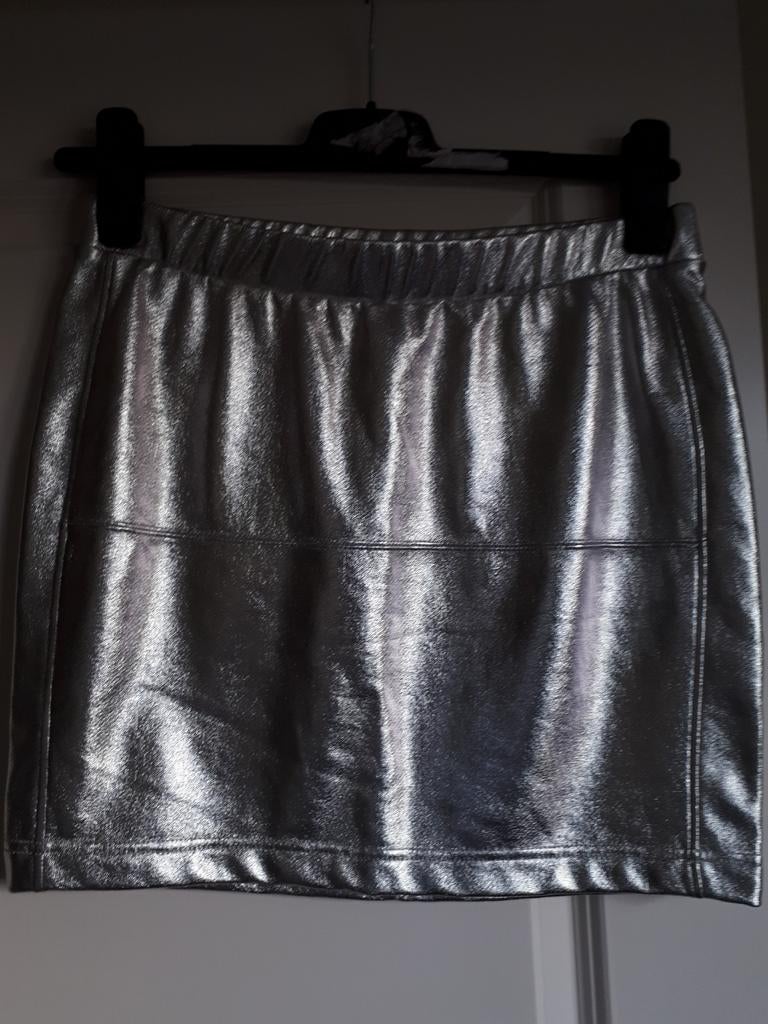 ROK ZILVER NIEUW MAAT S, Kleding | Dames, Rokken, Ophalen of Verzenden, Nieuw, Maat 38/40 (M), Boven de knie