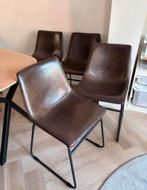4 eetkamerstoelen gratis af te halen, Ophalen, Gebruikt, Bruin, Leer