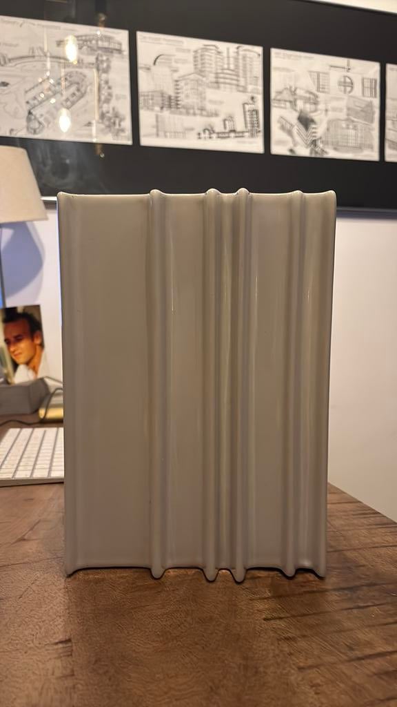 Vintage vaas Brambillo Fratelli wit keramiek ., Ophalen of Verzenden