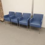 Amide zorgstoel - blauw leder SET 4 STUKS stoelen fauteuils, Ophalen, Gebruikt, 75 tot 100 cm