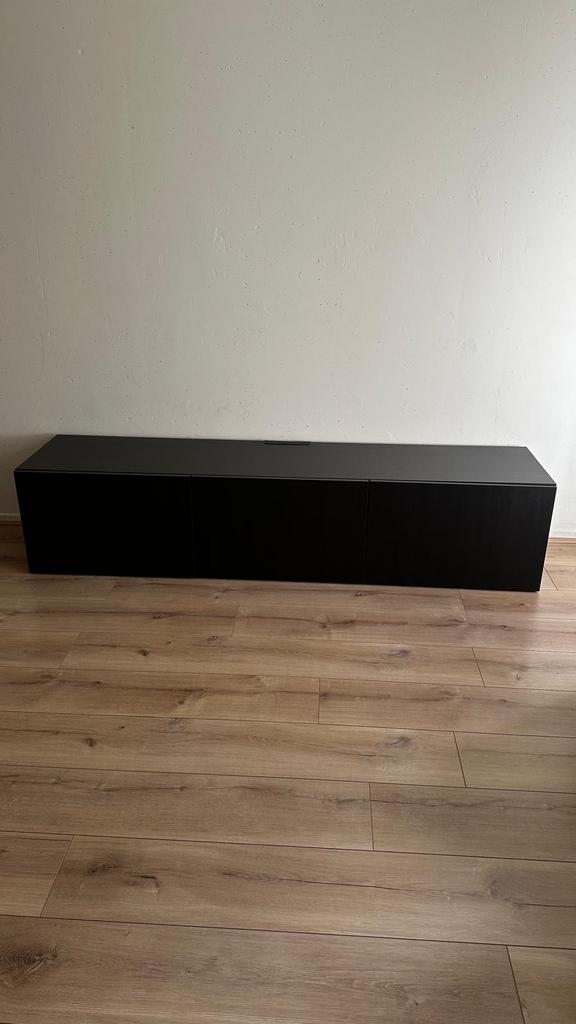 Ikea Besta Zwart TV Meubel - Zo goed als nieuw, Huis en Inrichting, Kasten | Televisiemeubels, Ophalen, 150 tot 200 cm, Zo goed als nieuw