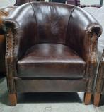 2x Chesterfield club fauteuil vintage leer + BEZORGING, Huis en Inrichting, Fauteuils, ., Chesterfield, Nieuw, Ophalen of Verzenden