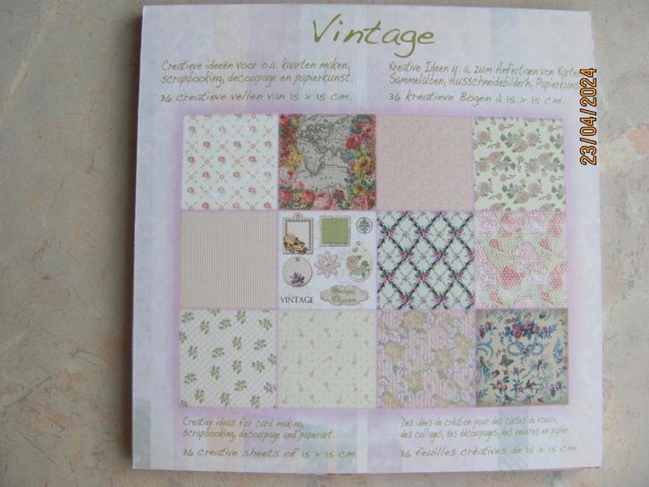 NIEUWSTAAT papier VINTAGE paperpad roze beige BLOEM dessins, Hobby en Vrije tijd, Kaarten | Zelf maken, Nieuw, Overige typen, Overige thema's