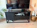 Zwart metalen tv-meubel met opbergruimte van GigaMeubel, Ophalen, Gebruikt, 100 tot 150 cm, Minder dan 100 cm