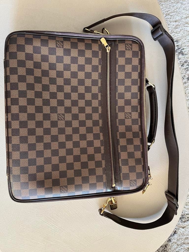 Louis Vuitton Damier Ebene Business/Laptop Case, Overige merken, Gebruikt, Bruin, Ophalen of Verzenden