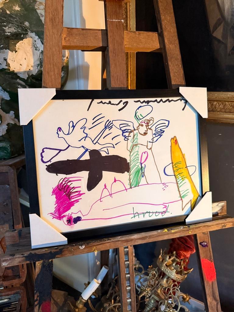 Origineel Herman Brood met certificaat en herkomstbewijs., Antiek en Kunst, Kunst | Schilderijen | Modern, Ophalen of Verzenden