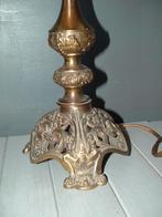 Mooie vintage schemerlamp lamp met zware ijzeren voet, Gebruikt, 25 tot 50 cm, Rond, Ophalen of Verzenden